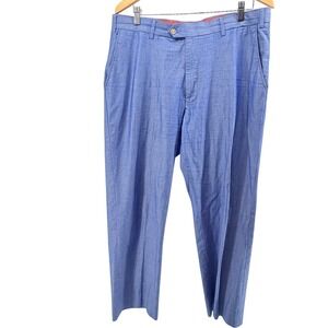 Southern Pines Mens Light Blue 100% Cotton Chambray Flat Front Dress Pants 36x32
